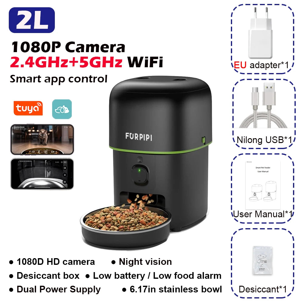 1080P HD Camera Automatic Dog Feeder with 5G WiFi