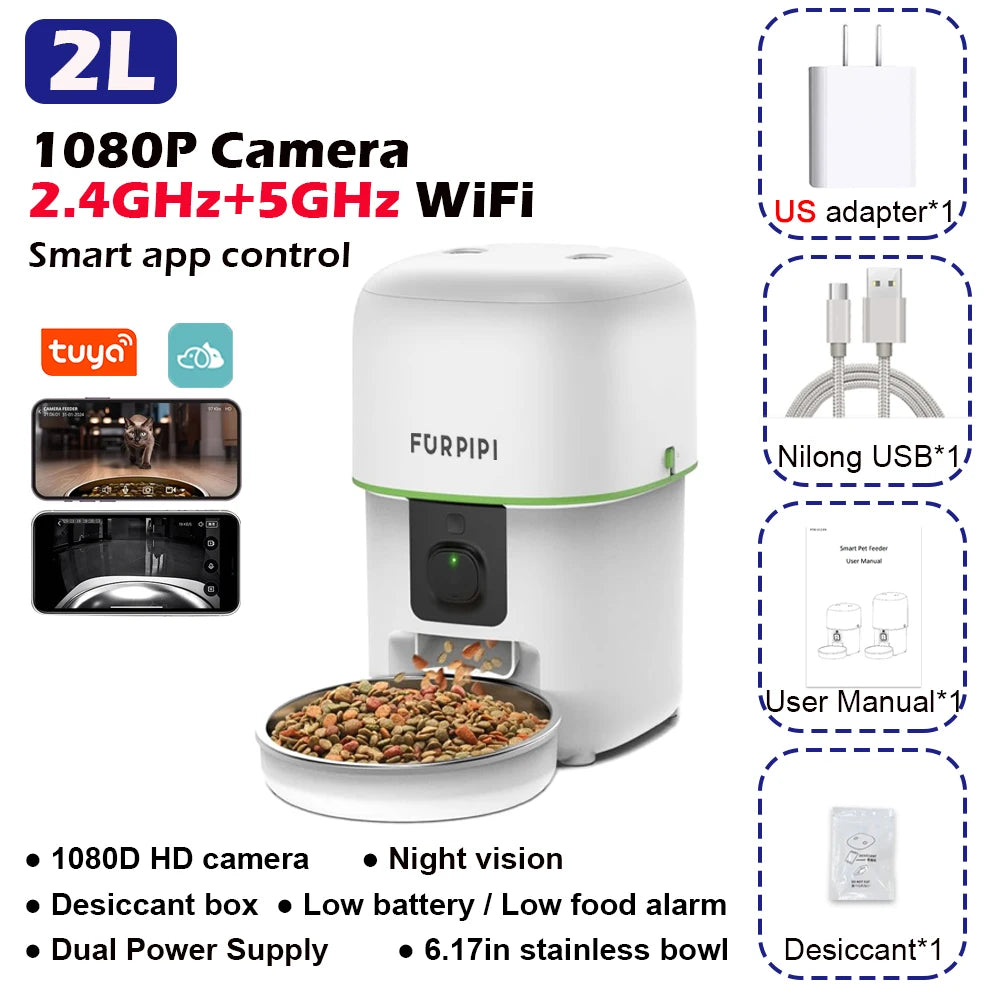 1080P HD Camera Automatic Dog Feeder with 5G WiFi