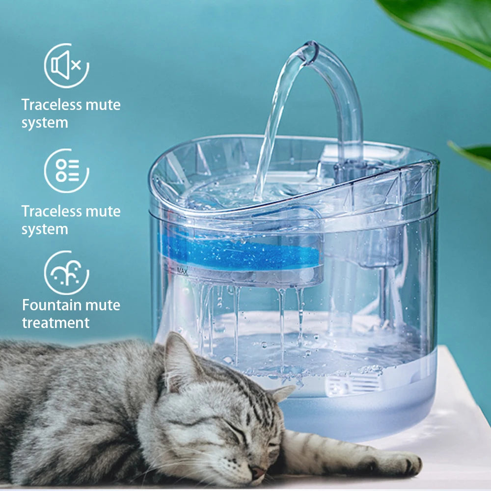 2L Pet Cat Dog Drinker Fountain Activated Filter USB Powered Automatic Pet Feeder Motion Sensor Bowl Pet Silent Drinking Bowl
