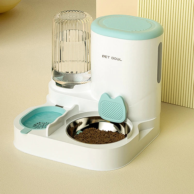 Automatic Cat Feeder Large Capacity Cat Food Bowl With Water Fountain Small Dogs Cats Dispenser Container Food Storage