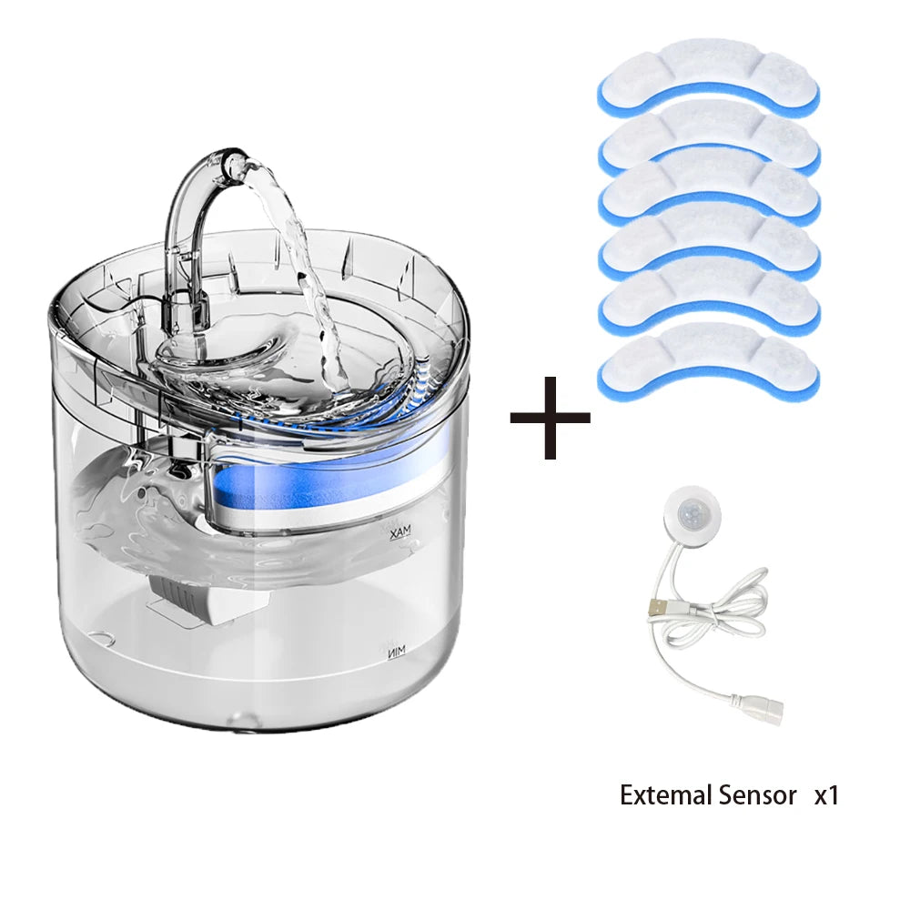 2L Pet Cat Dog Drinker Fountain Activated Filter USB Powered Automatic Pet Feeder Motion Sensor Bowl Pet Silent Drinking Bowl