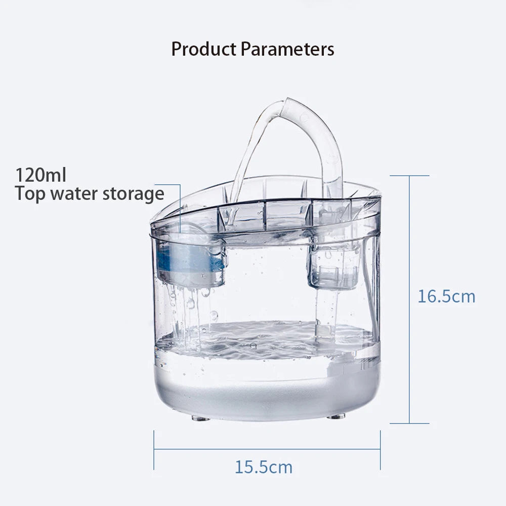 2L Pet Cat Dog Drinker Fountain Activated Filter USB Powered Automatic Pet Feeder Motion Sensor Bowl Pet Silent Drinking Bowl