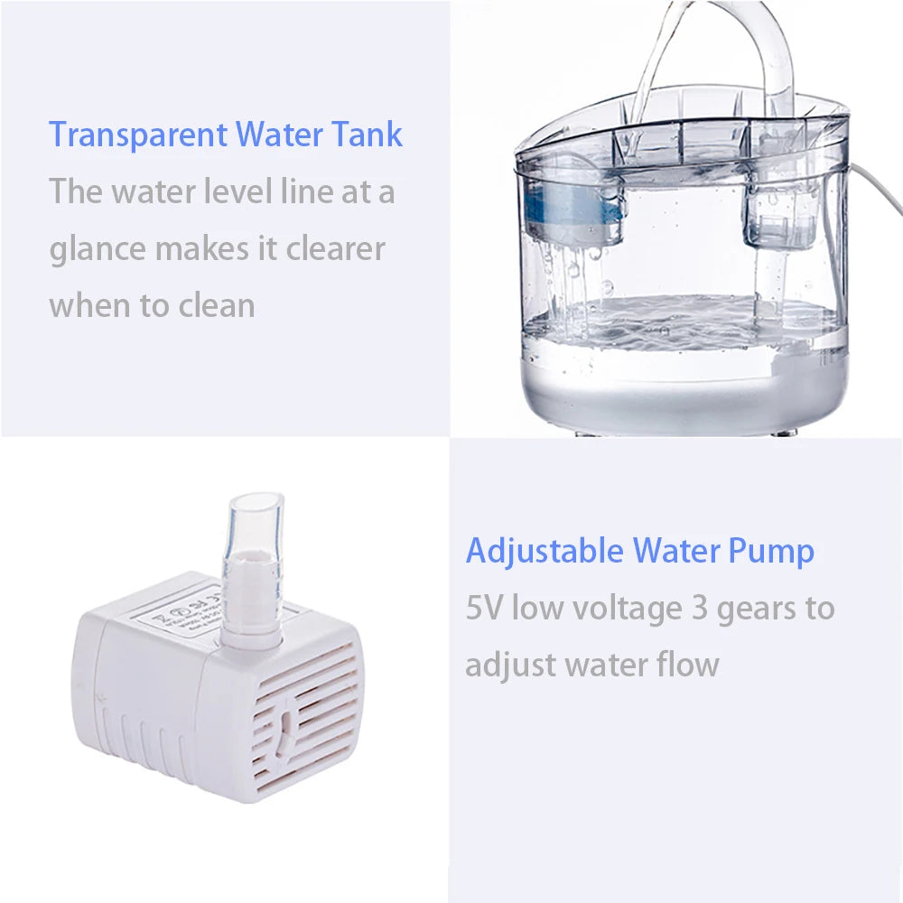 2L Pet Cat Dog Drinker Fountain Activated Filter USB Powered Automatic Pet Feeder Motion Sensor Bowl Pet Silent Drinking Bowl