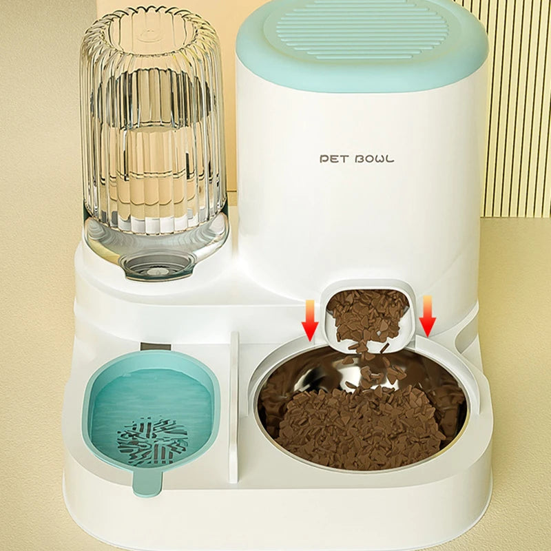 Automatic Cat Feeder Large Capacity Cat Food Bowl With Water Fountain Small Dogs Cats Dispenser Container Food Storage