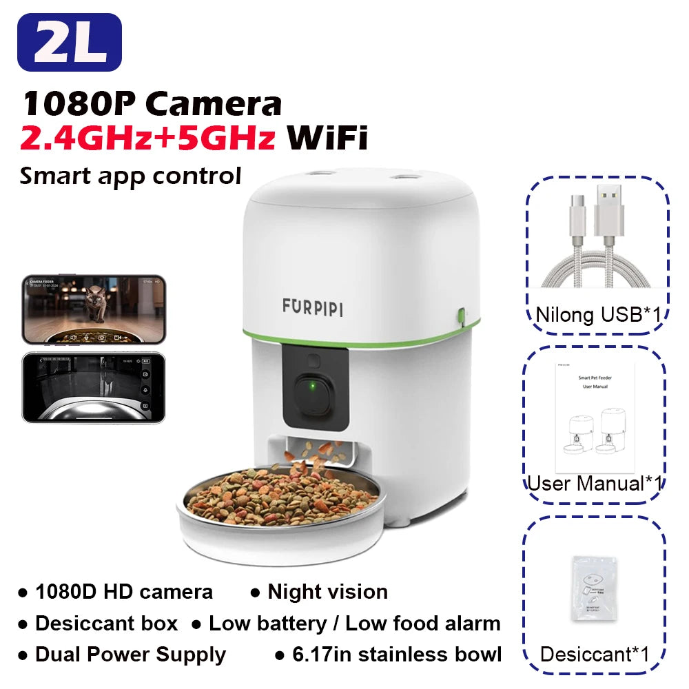 1080P HD Camera Automatic Dog Feeder with 5G WiFi