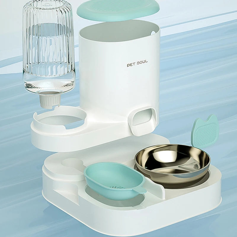 Automatic Cat Feeder Large Capacity Cat Food Bowl With Water Fountain Small Dogs Cats Dispenser Container Food Storage